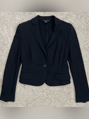 Banana Republic Black Single-Button Women's Tailored Crop Blazer Size 0P